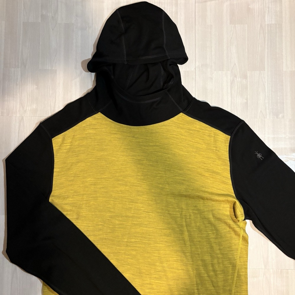 Smartwool Men's Classic Thermal Merino Base Layer Hoodie Size L Black/Yellow